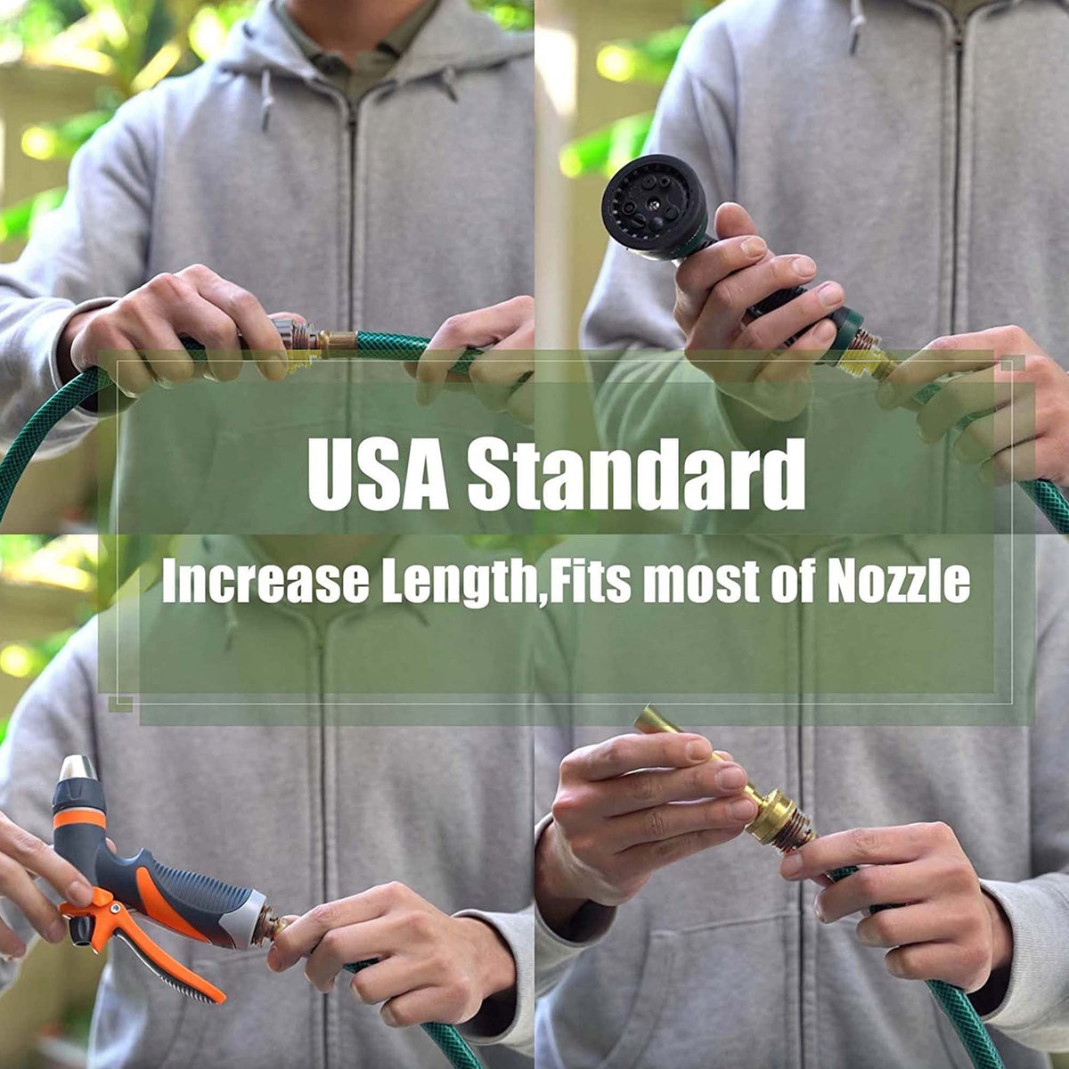 FUNJEE pressure washer connection hose compatible with standard outlets.