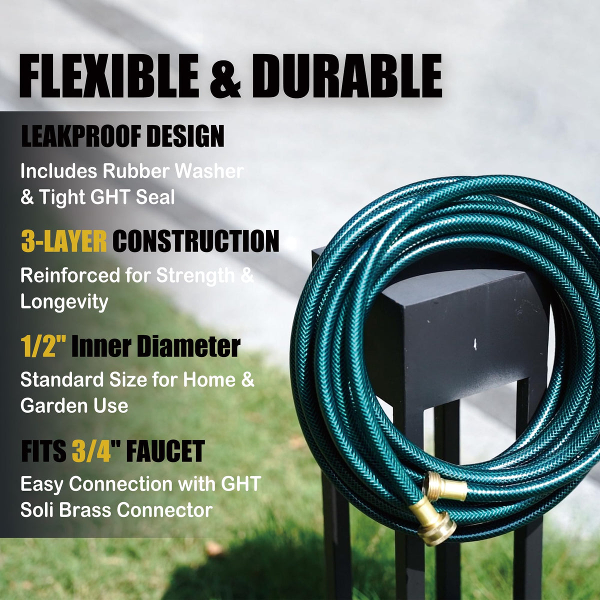 FUNJEE rubber washer system reduces leaks with spare washers included.