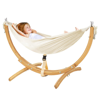 FUNLIO kids hammock with wooden stand indoors for cozy play and rest