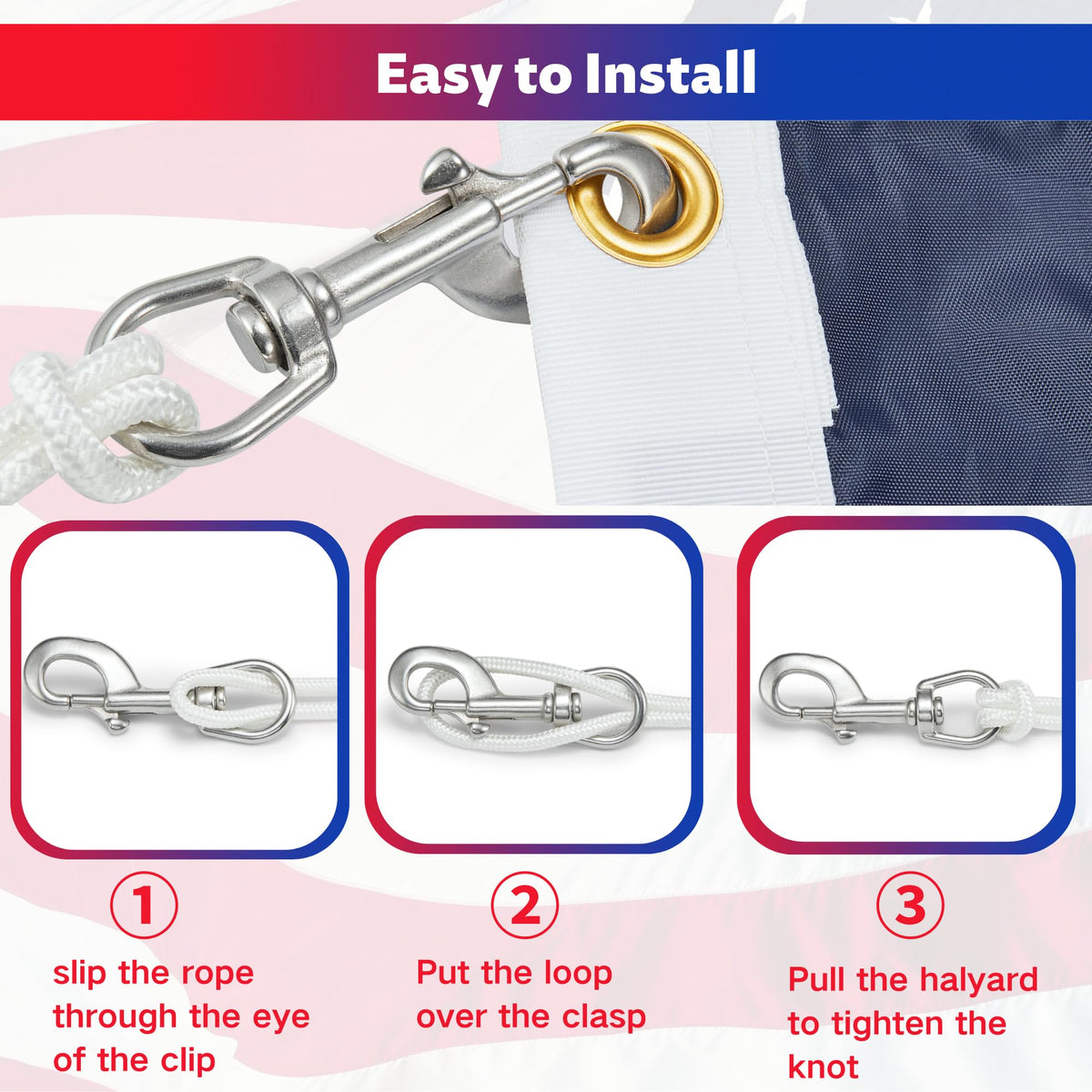 FUNNANS marine-grade flag clip used for tents, leashes, and decor