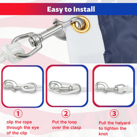 FUNNANS marine-grade flag clip used for tents, leashes, and decor