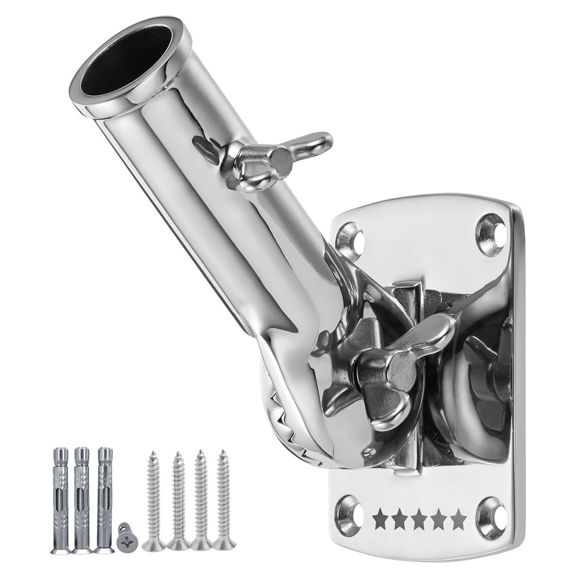 FUNNANS flag pole holder in 316 stainless steel with 180 degree adjustability for flexible outdoor display.