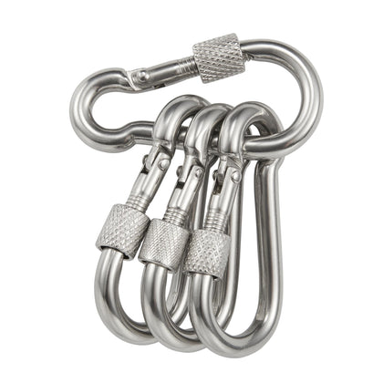 FUNNANS flag pole carabiner with locking nut secures flags in wind.