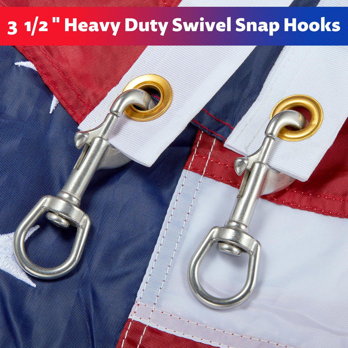 FUNNANS 316 stainless steel flag clip resisting outdoor elements on a 4x6 ft flag