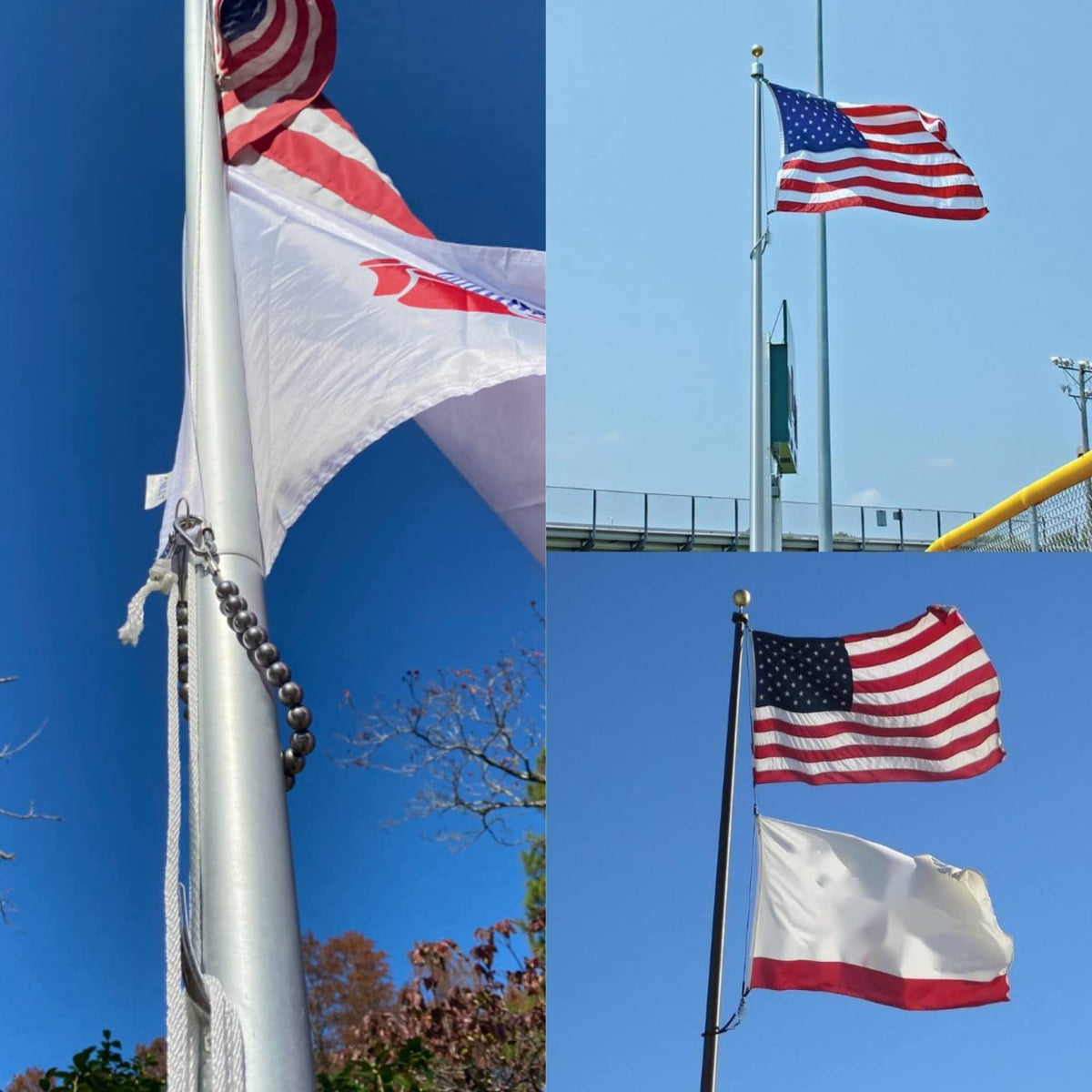 FUNNANS beaded ring demonstrates stability in breezy conditions on the flagpole.