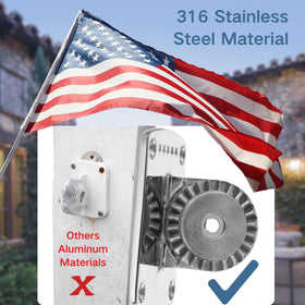 FUNNANS mirror polished flag pole mount with five star engraving adds premium look