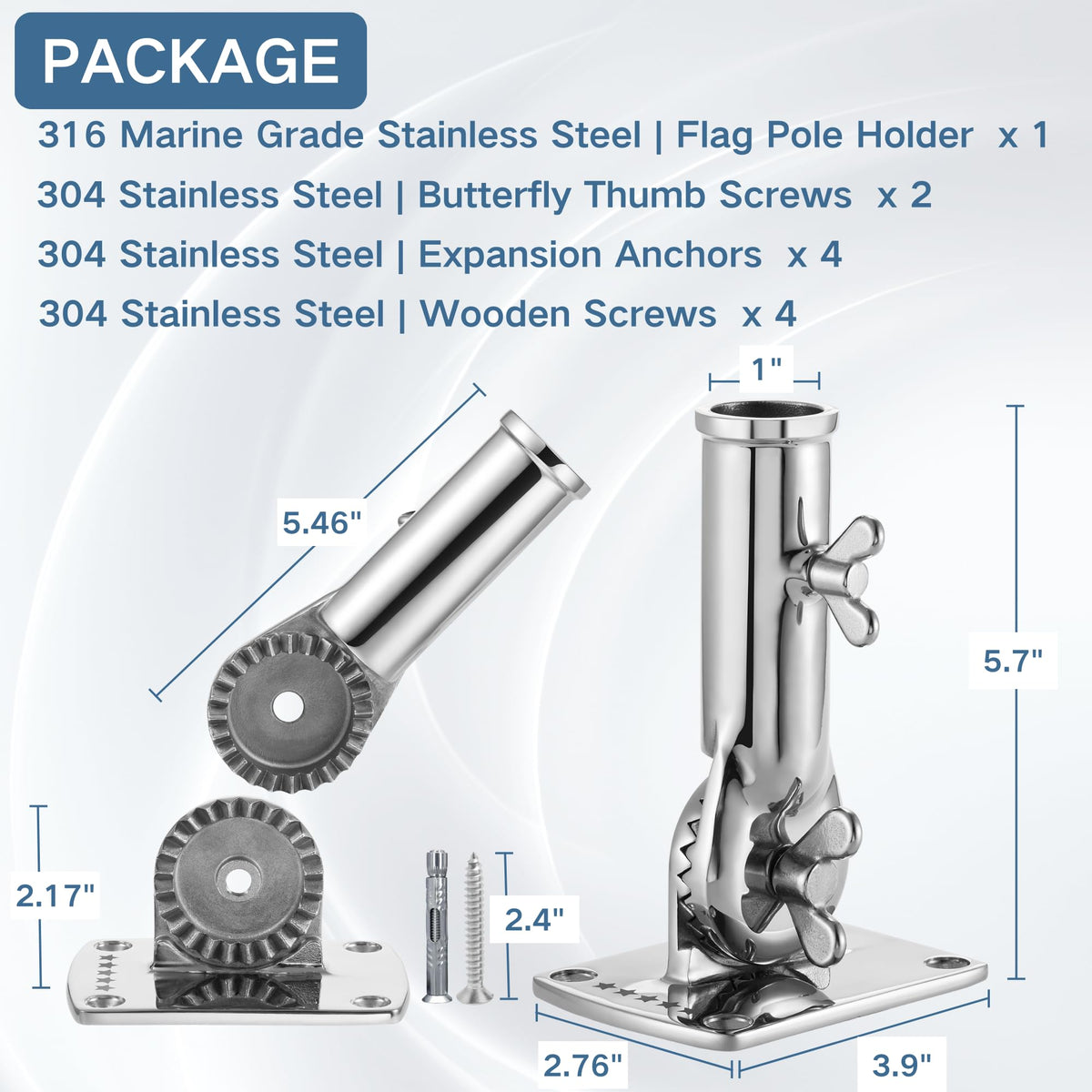 FUNNANS weather resistant flag pole bracket ideal for outdoor use on coastal or windy settings