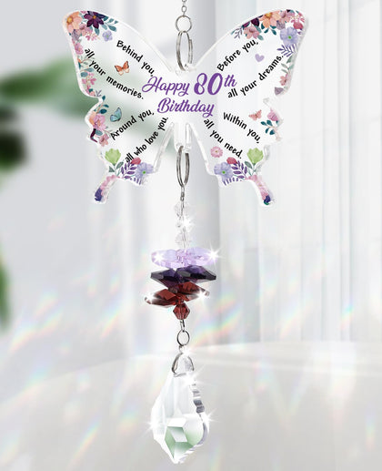 Funnli butterfly crystal suncatcher creates rainbow reflections on a sunlit window