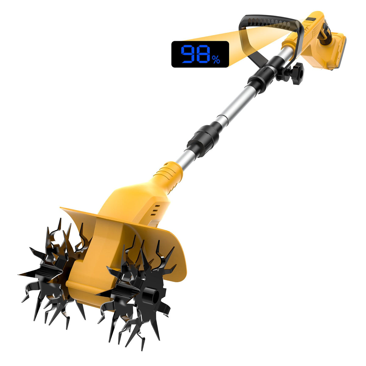Funnywhale cordless tiller 360rpm powering efficient soil prep in a garden bed