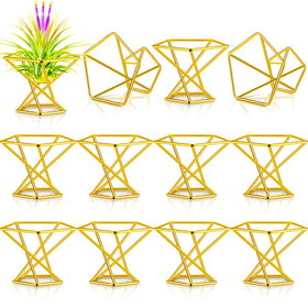 Funrous geometric gold air plant holder on desk adds modern decorative flair