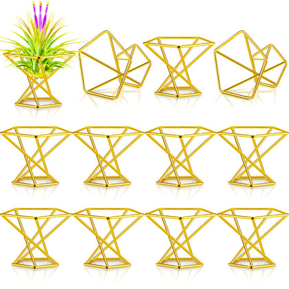 Funrous geometric gold air plant holder on desk adds modern decorative flair
