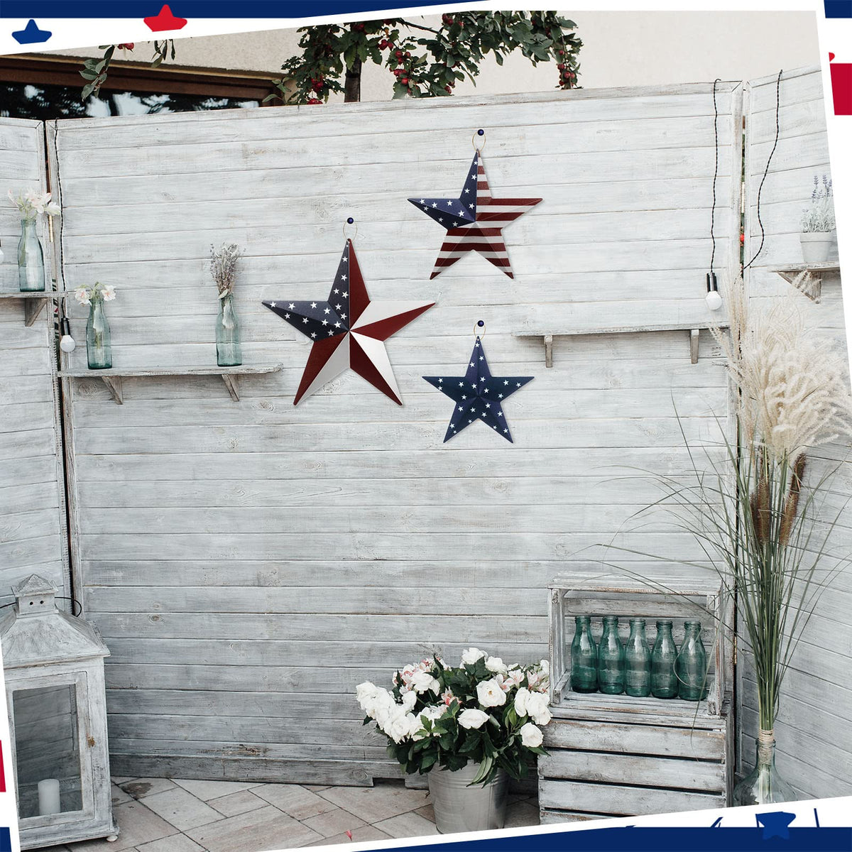 Funrous Independence Day stars decorate doors, walls, fences with bold patriotic charm.