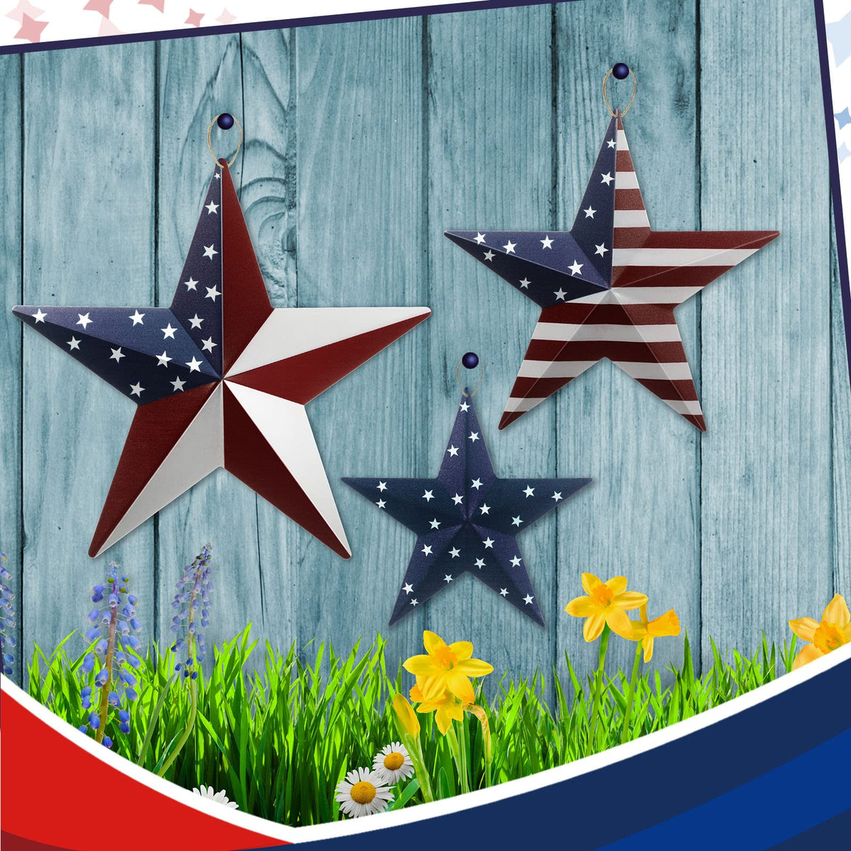 Funrous iron and jute stars resist rust, suited for long-term outdoor use.