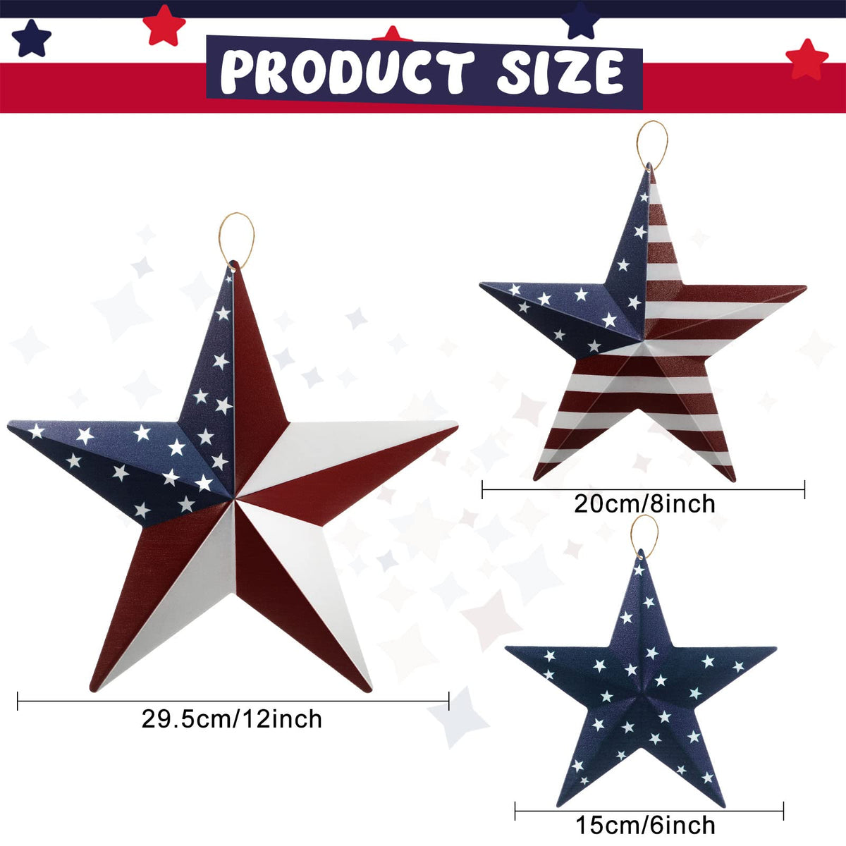 Funrous patriotic stars wall art 8 inch adds cozy farmhouse flair indoors.