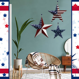 Funrous red white blue rustic stars ideal for yard or porch display.