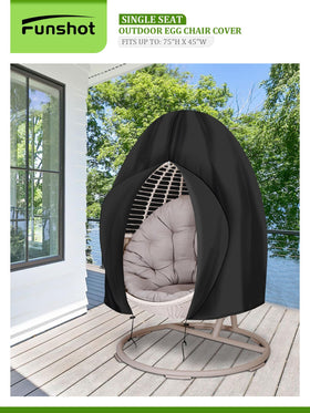 Funshot fits most single-seat egg chairs, offering reliable protection year-round.