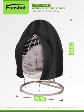 Funshot hanging chair cover windproof with zip safeguards your outdoor swing from strong gusts.