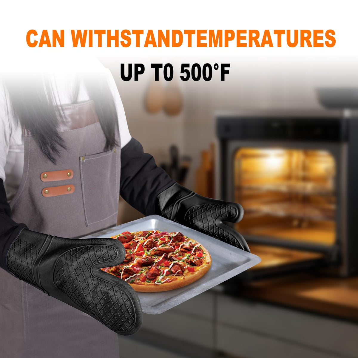 FunSiltasy black oven mitts offer durable, long-lasting heat protection