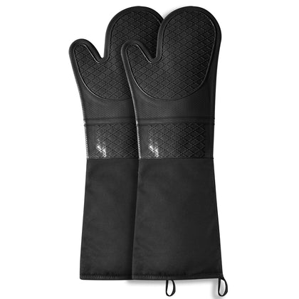 FunSiltasy extra long oven mitts offer heat protection for tall arms during hot pan handling