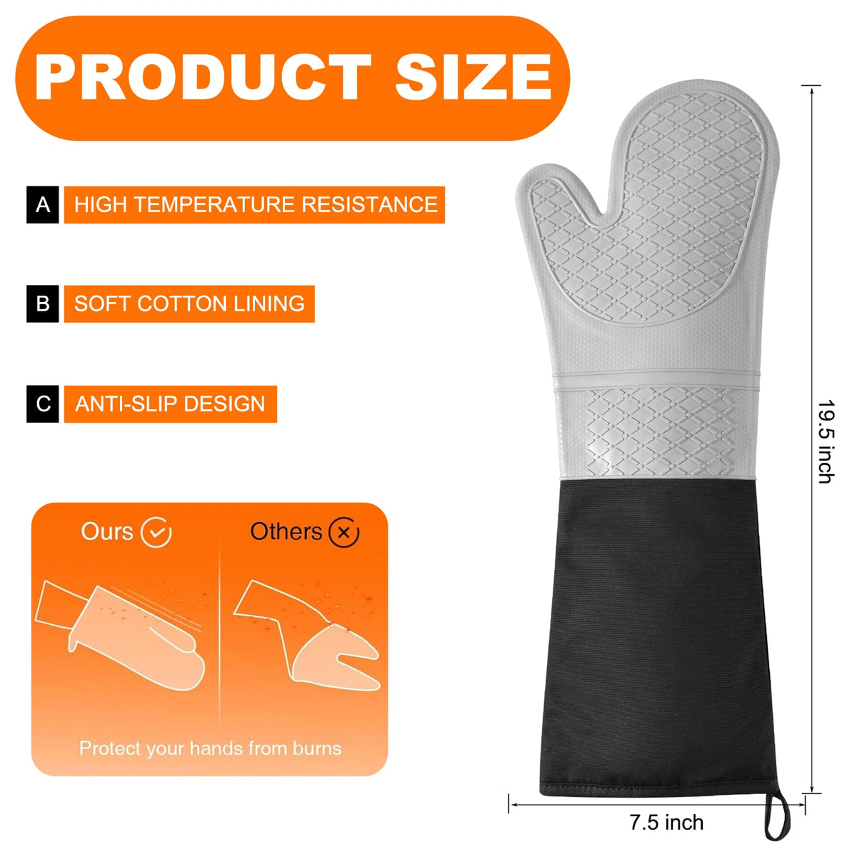 FunSiltasy oven mitt with non-slip textured grip for secure handling.