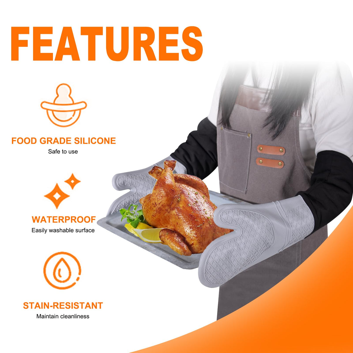 FunSiltasy 20-inch gloves extend protection up the forearm while grilling.