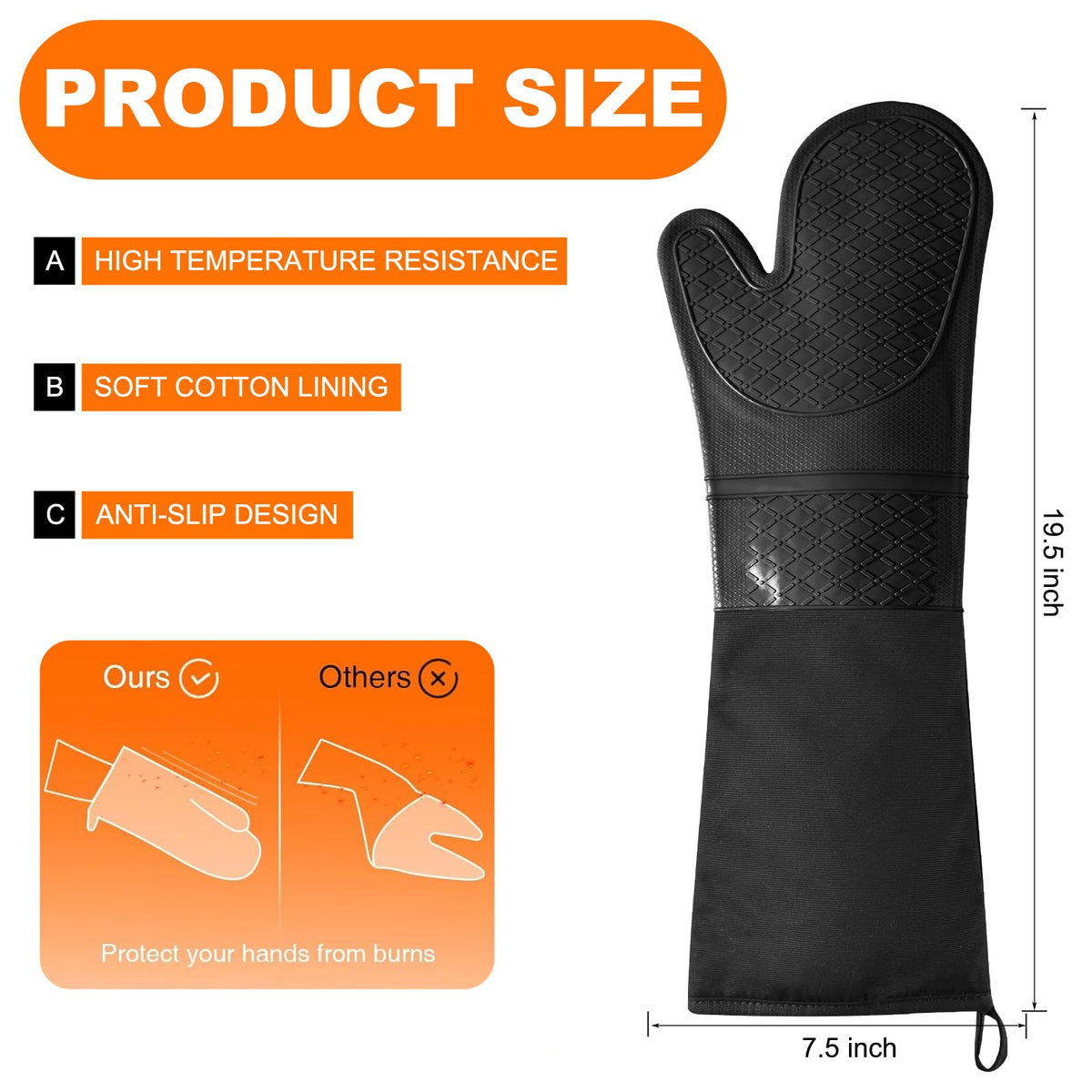 FunSiltasy silicone oven mitts provide a non-slip grip for secure pan transfers