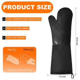FunSiltasy silicone oven mitts provide a non-slip grip for secure pan transfers