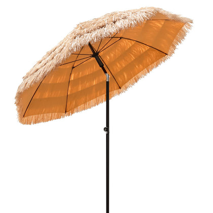 Funsite 6ft tiki umbrella with thatch shade for outdoor poolside UV protection