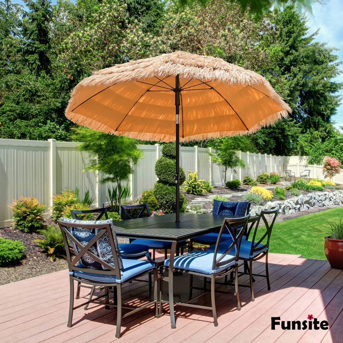 Funsite 6ft tiki umbrella UPF50 fabric blocks UV rays