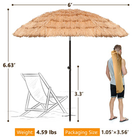 Funsite tiki umbrella folded in carry bag for travel
