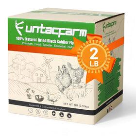 Funtacfarm BSFL dried worms 2lb pack for high-protein chicken treats.