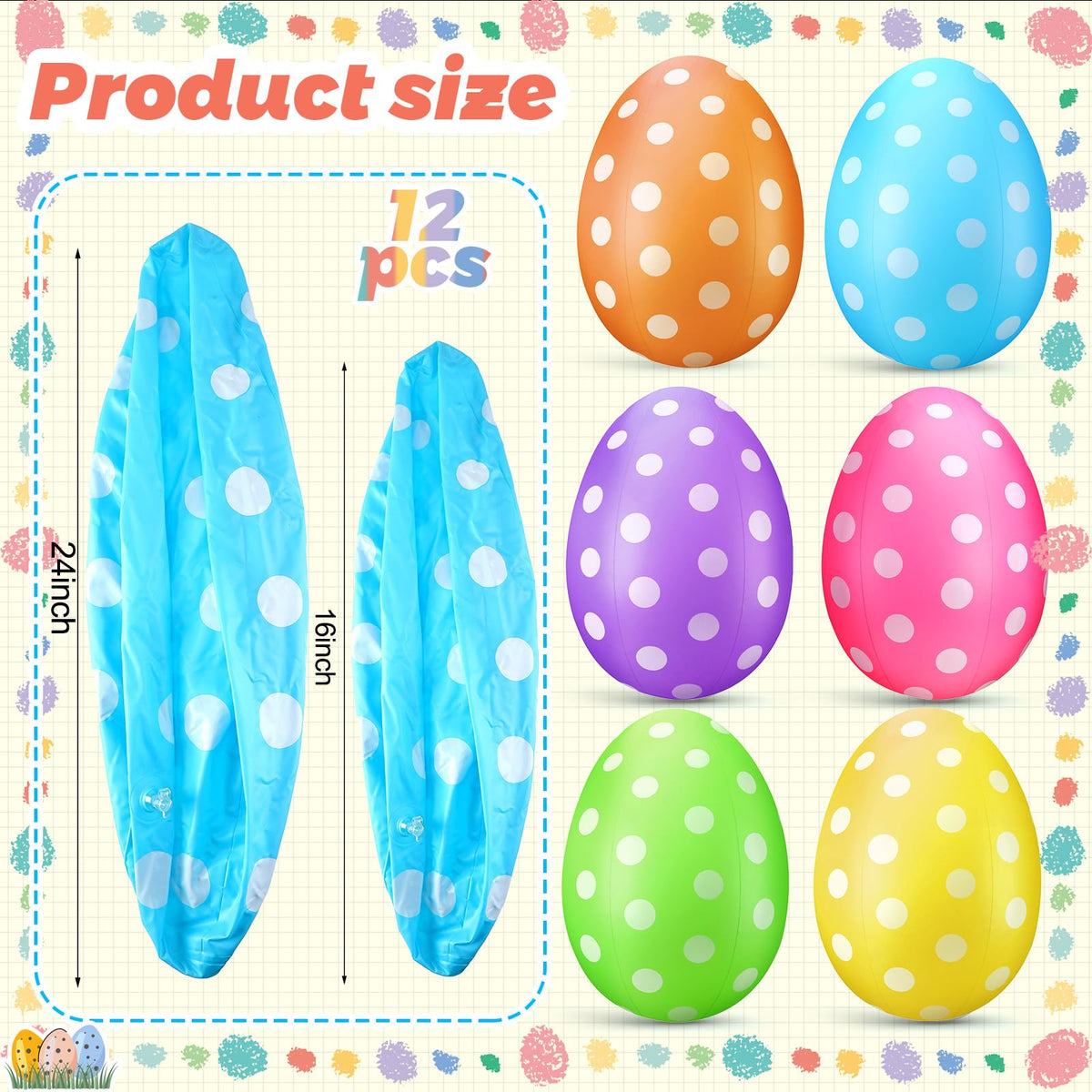 Funtery Easter inflatable egg 24inch enhances garden display and celebration.