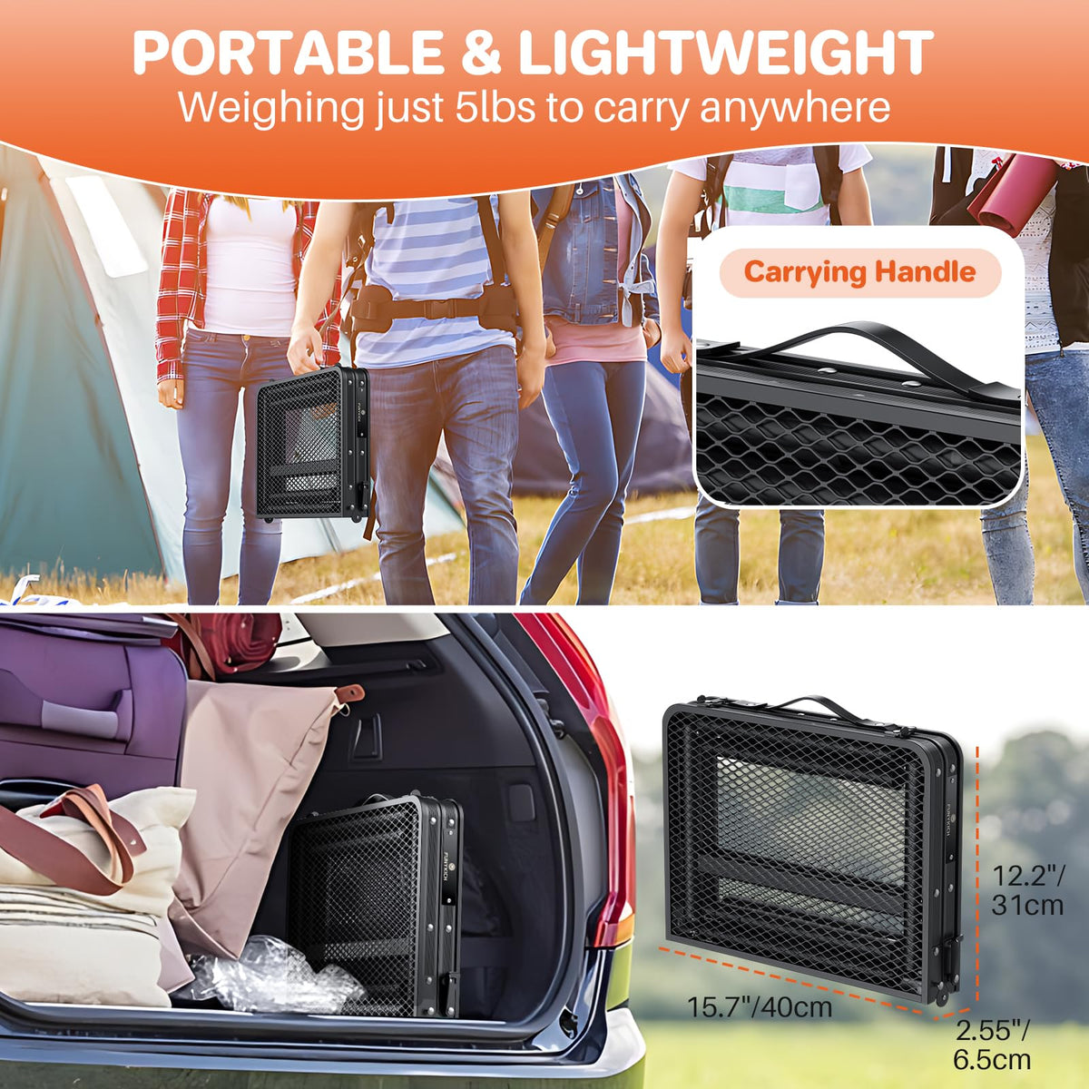 FUNYKICH folding grill table with aluminum frame provides sturdy outdoor performance.