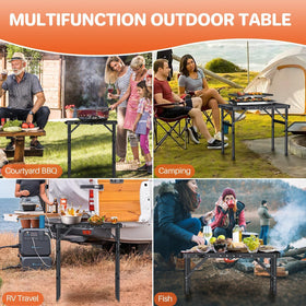 FUNYKICH folding grill table carry handle enables convenient transport.