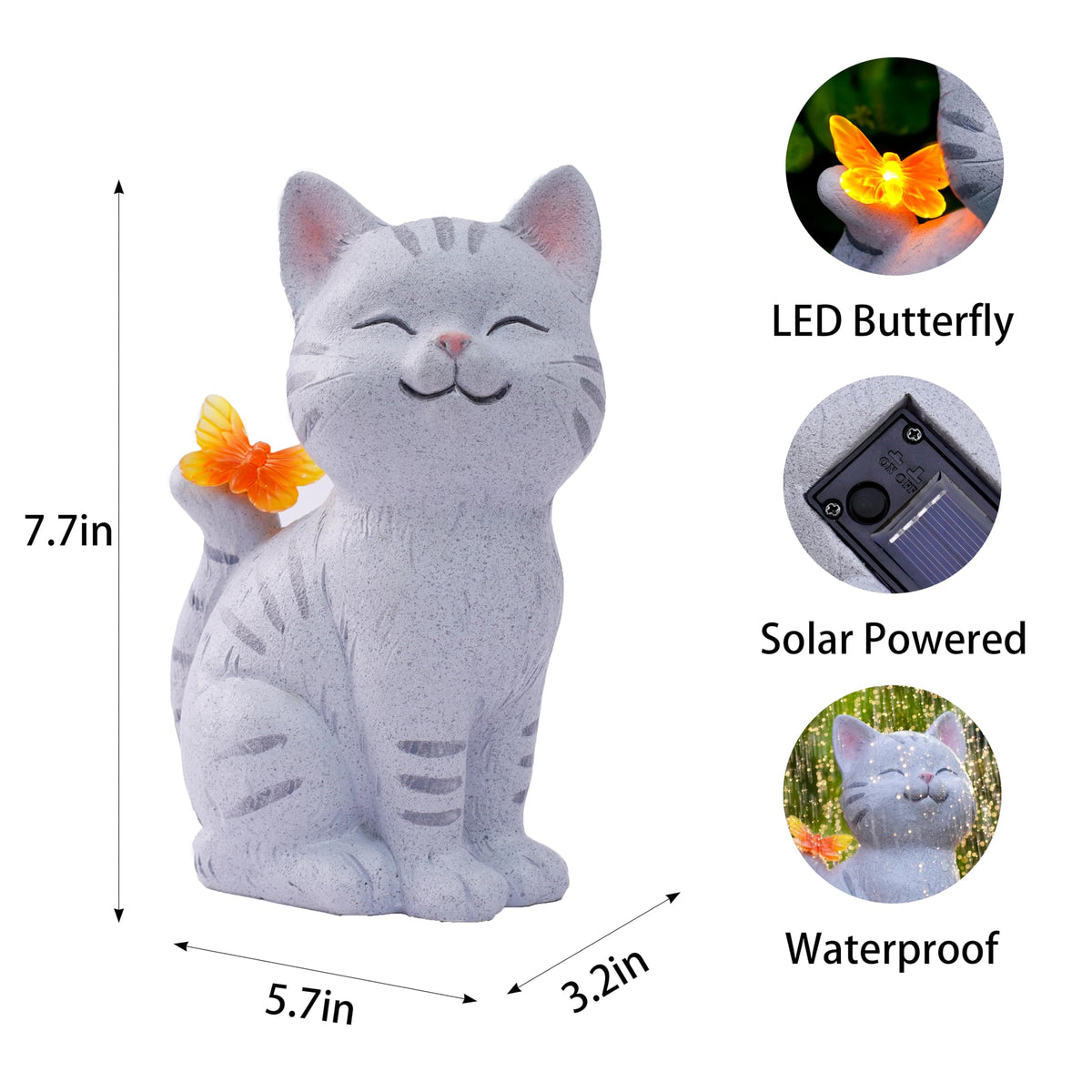 FUNYUEGY outdoor cat garden statue, waterproof resin for all-weather use.
