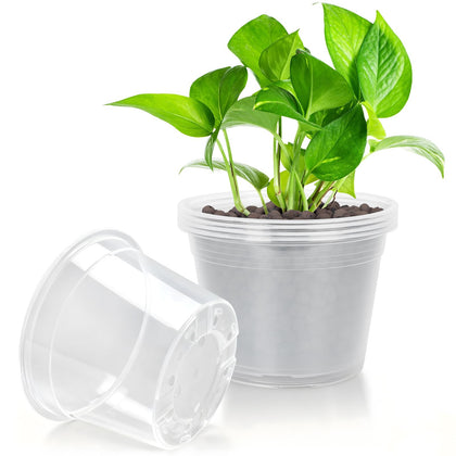 FUOAUYK 10-inch clear pot with drainage holes for moisture control.