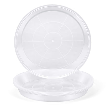 FUOAUYK 11-inch clear plant saucer top view, durable tray for heavy pots.