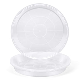 FUOAUYK 5-pack 7-inch clear plant saucers protect surfaces and catch excess water.