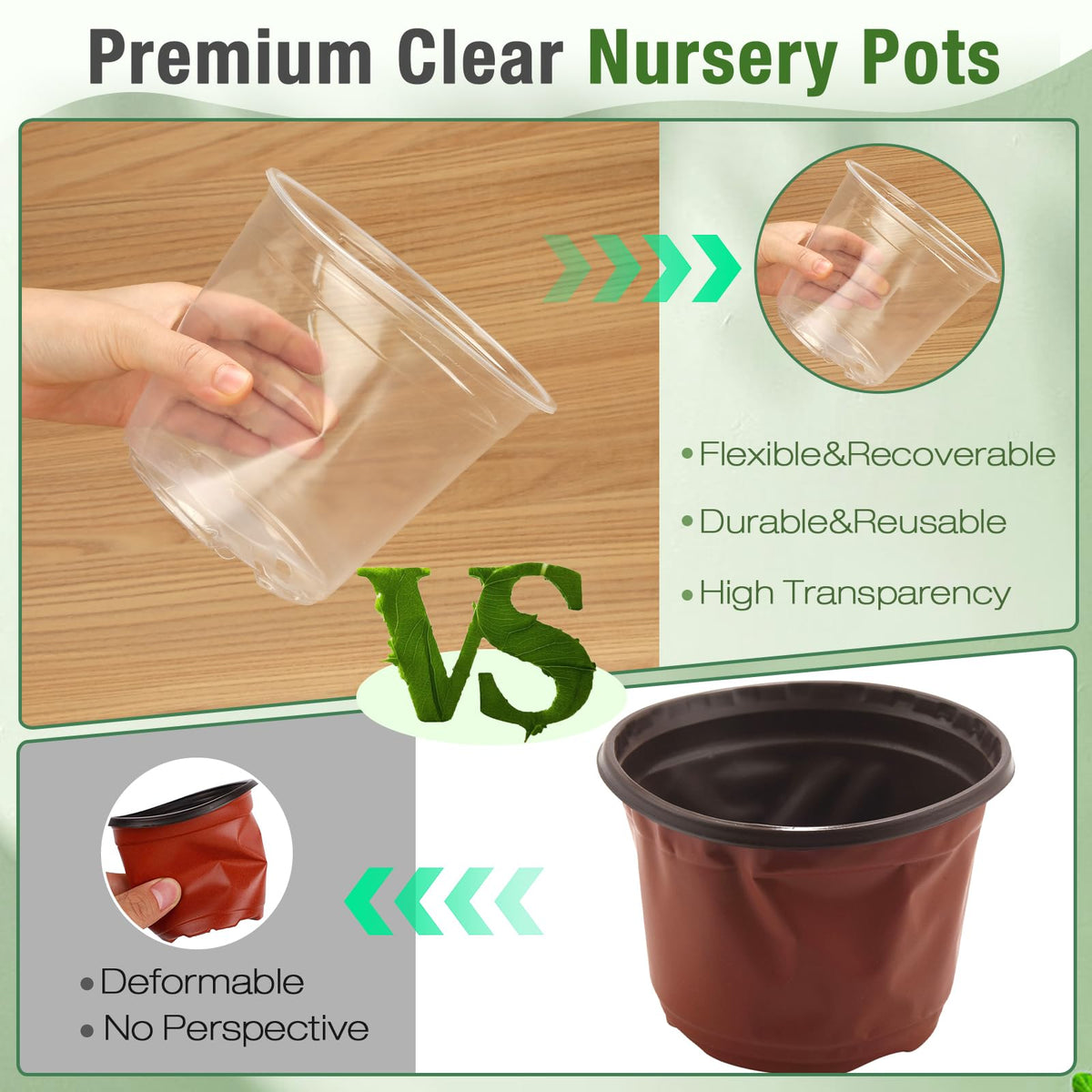 FUOAUYK lightweight durable plastic pot for easy handling and reuse.