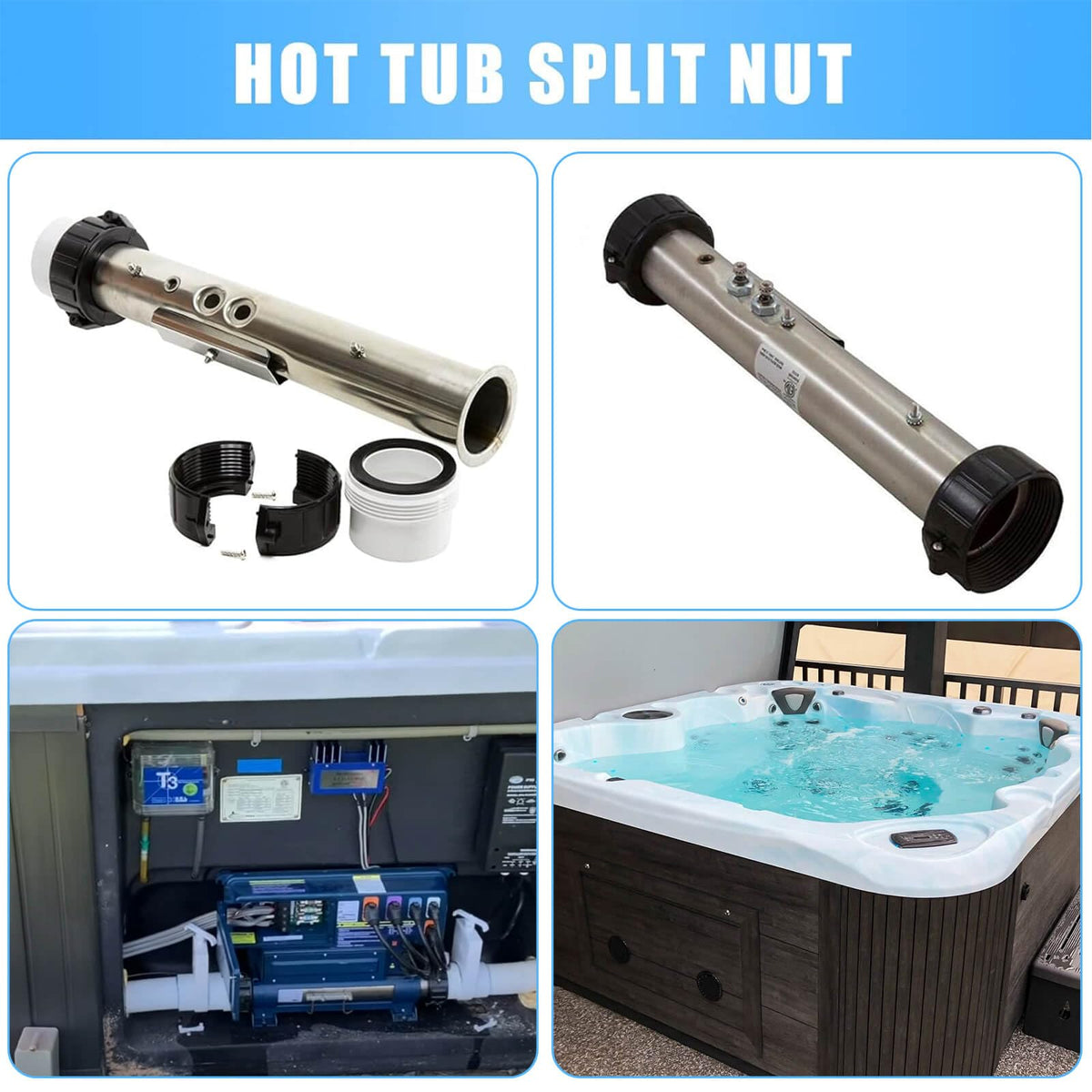 Fuoequl leak-proof seal protects spa system from debris and drips.