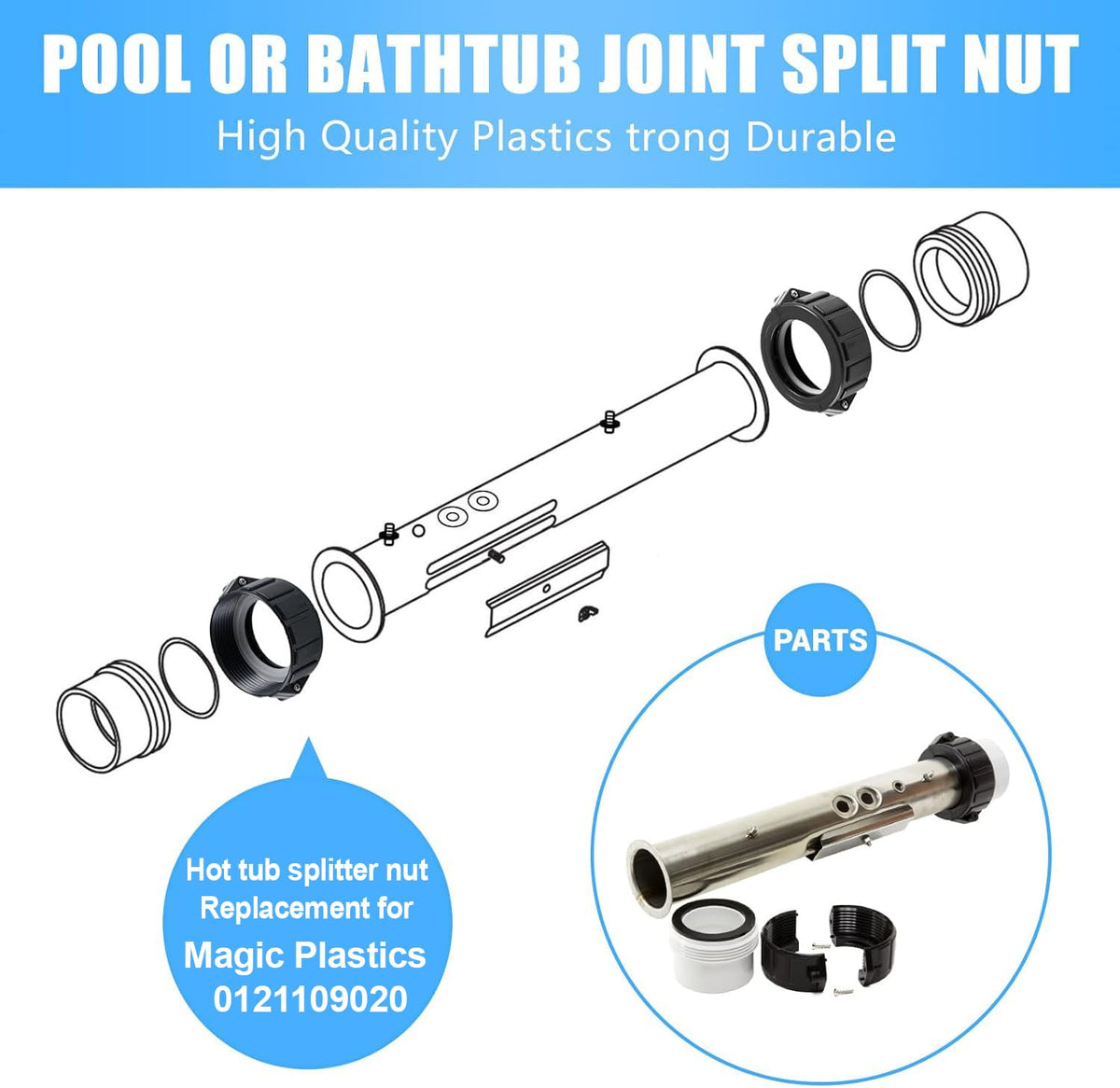 Fuoequl pump union gasket provides leak-proof seal for spa equipment.