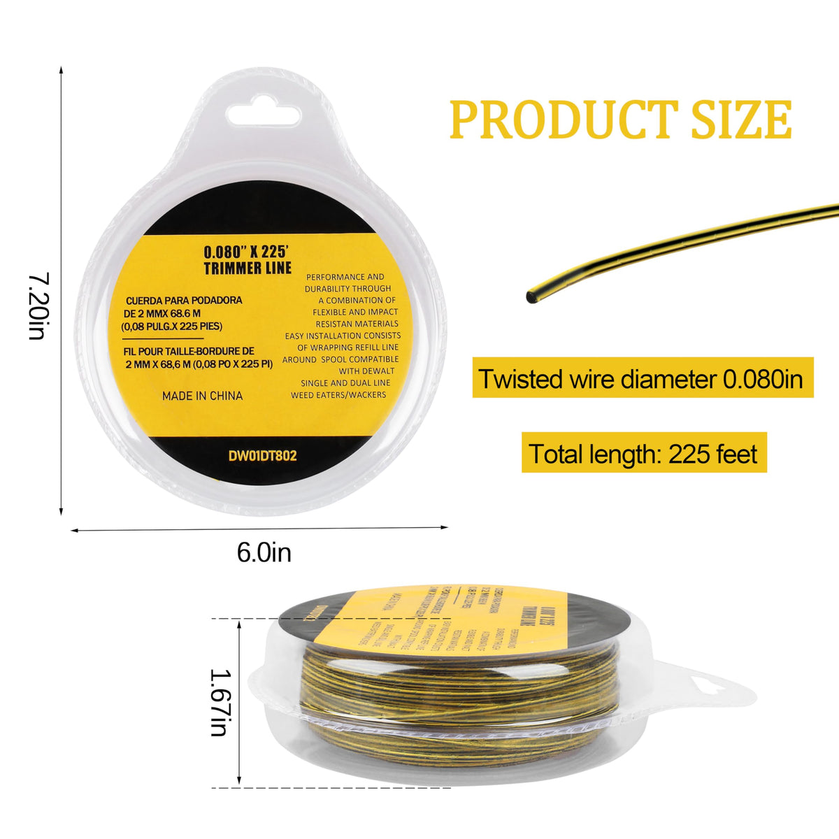 Fuosuc DWO1DT802 line 0-080-inch close-up, quick replacement