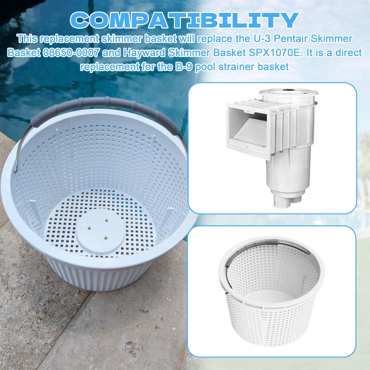 8-inch Fuosuc SPX1070E basket fits standard skimmers