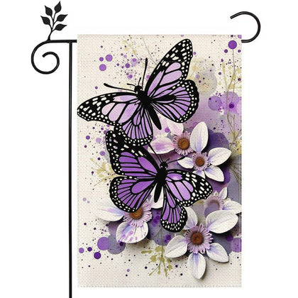 Fuqimanman2020 purple butterfly garden flag, two-sided design, brightens outdoor spaces