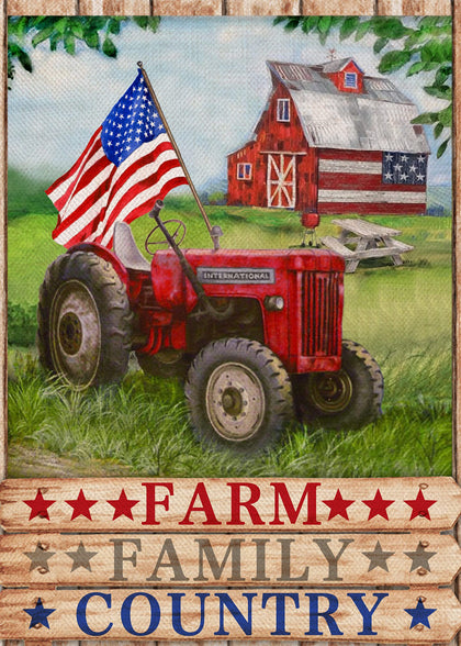 Furiaz farm family country barn flag on porch with rustic charm
