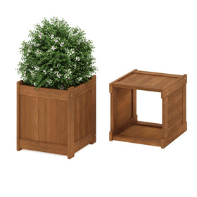 Furinno Tioman flower box in garden demonstrates versatile planter for herbs.
