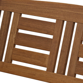 Durable meranti wood treated with teak oil offers water resistance.