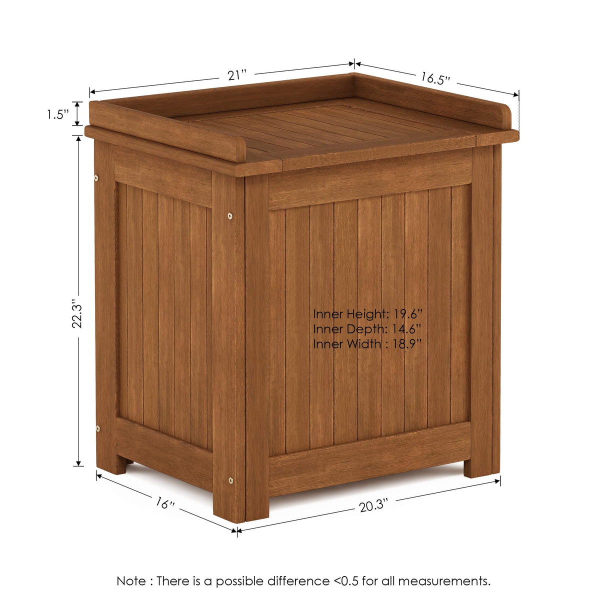 Meranti hardwood with teak oil protective finish resists moisture.