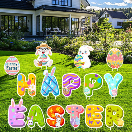 FurniCore Easter yard sign bunny – bright focal point for your front yard display.