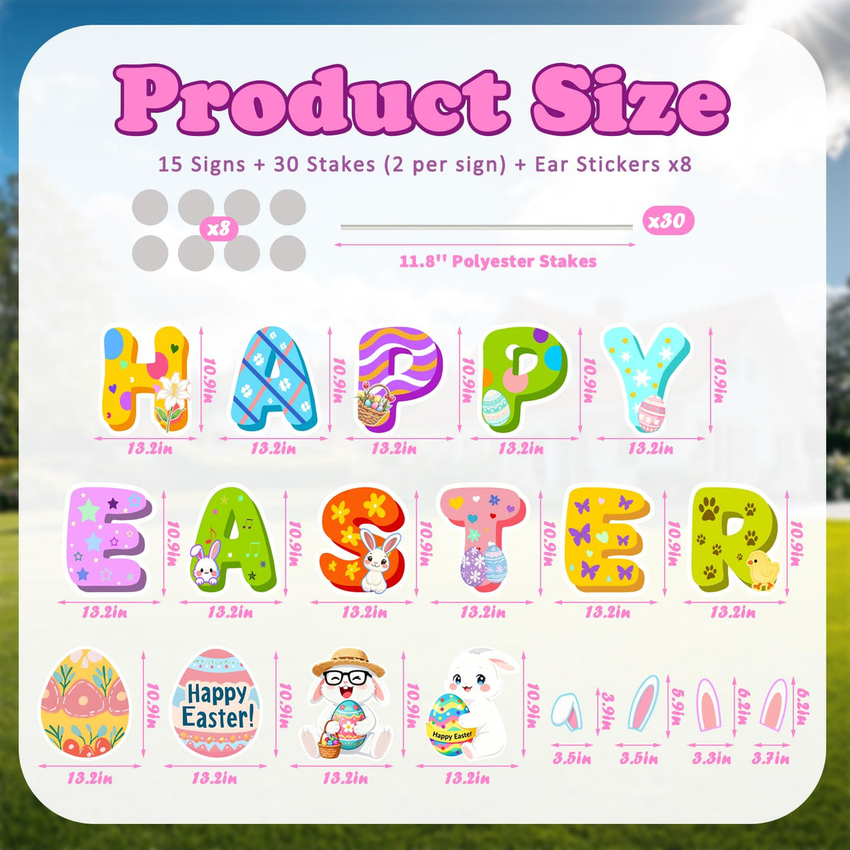 FurniCore Easter yard sign egg – adds colorful charm to walkways and gardens.
